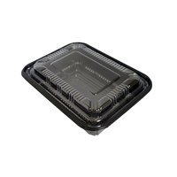 JY-825 Kunststoff-Lebensmittelverpackung Dekorative Artikel mit Klarem Deckel Schwarze Kunststoff-Sushi-Schale Lebensmittelverpackungsbox
