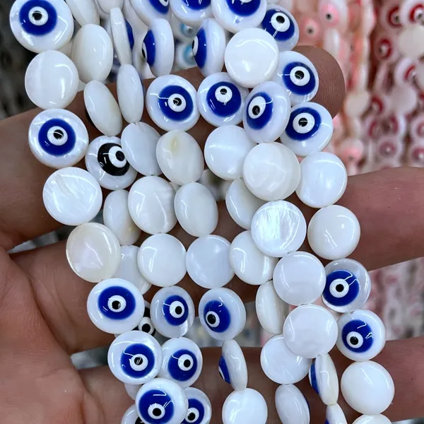 Cuentas sueltas de ojo de cabujón redondo para fabricación de joyas, concha de mopa Natural, Perla Blanca, para colgante de plata 925, venta al por mayor