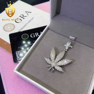 Liontin gaya HipHop perak 925 model daun Moissanite baru perhiasan Iced Out liontin berlian Pass liontin Yesus Moissanite - Product Image 4