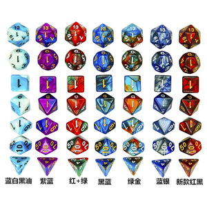 En gros personnalisé transparent étoilé double couleur dés avec paillettes dorées jeu MDN dés polyédriques - Product Image 5