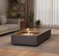 Table rectangulaire de patio en béton avec foyer au propane pour extérieur, table avec foyer, chauffage au gaz pour intérieur