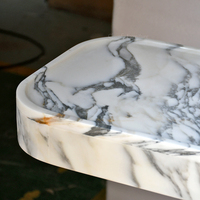 Table console moderne de luxe en marbre Calacatta Viola, design à piétement unique, pour couloir, salon, hôtel, chambre, salle à manger, entrée