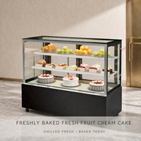 Vitrine Réfrigérée en Acier Inoxydable pour Gâteaux, Réfrigérateur à Gâteaux, Vitrine en Verre, Refroidissement par Air, Dégivrage Automatique, 2 Portes, 2 Étagères, Pâtisserie, Desserts