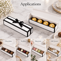 Emballage cadeau en chocolat quatre pièces, ruban noir, nœud, carton personnalisé imprimé, couvercle à charnière, boîte pliante