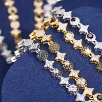 Bijoux fantaisie design tendance 8mm collier glacé en laiton plaqué or AAAAA Zircon soleil lune étoile chaîne à maillons pour hommes femmes