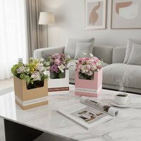 Boîte à fleurs rigide biodégradable en gros avec fermeture magnétique et poignée, forme personnalisable, papier couché, logo personnalisé pour savon/fleurs