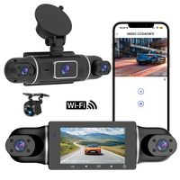 Caméra embarquée 3 pouces 4 objectifs avec écran IPS 2.5K, contrôle WiFi via application, vision nocturne supérieure, capteur G, enregistrement en boucle et surveillance de stationnement 24h/24