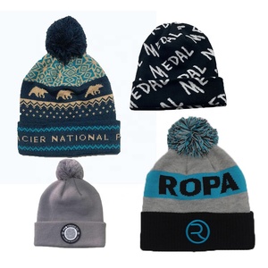 Jacquard Tùy Chỉnh Beanie/100% Acrylic Của Riêng Bạn Thêu Logo Thời Trang Dệt Kim Beanie Hat Tùy Chỉnh Mùa Đông Hat Với Pomwholesale Pomwholesale - Product Image 5