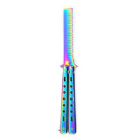 Peigne pliant de poche en acier inoxydable de marque privée pour la formation, type couteau papillon, vente en gros