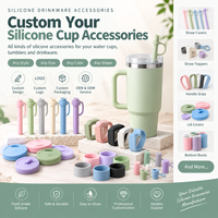 Pour la Coupe Stanley : Ensemble de trois capuchons anti-poussière en silicone de 10 mm pour pailles, motifs fleur, tête de champignon et chrysanthème, accessoires