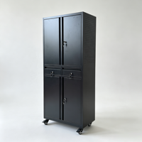 Armoire de rangement robuste en acier avec serrure à clé, tiroirs et roulettes, armoire à outils mobile, atelier industriel, écologique