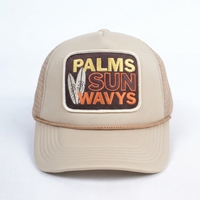 Casquette de camionneur à 5 panneaux, style hip-hop sportif, en toile polyester/coton avec maille, motif imprimé, pour activités de plein air, plage et pêche