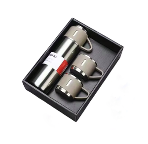 304 thép không gỉ cách nhiệt chân không <span class=keywords><strong>Flask</strong></span> Bộ quà tặng kinh doanh chai nước với 3 nắp biểu tượng tùy chỉnh bao bì Quà Tặng cốc nước thủy tinh - Product Image 3