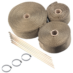 Tissu d'isolation thermique pour tuyau d'échappement de moto, 10M 15M, en fibre de verre avec colliers de fixation, pour usage général - Product Image 1