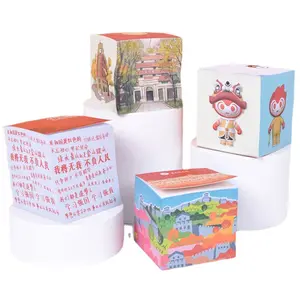 Palette en bois personnalisée Sticky Adhesive Notes Cube Pads Blocs Papier Bloc-Notes Carré Cubes avec Palette