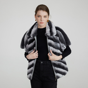 Gilets en fourrure de lapin pour <span class=keywords><strong>femme</strong></span> Chinchilla New Coming Winter Real Fur Vest - Product Image 4