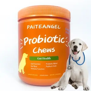 Professional Custom Brand Logo Dog Supplements Products Pet Probiotics Support Digestive Gut Fiber Supplement For Dogs