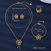 MEIZI Ensemble de luxe pour femmes en cuivre jaune plaqué or brésilien italien comprenant un collier de boucles d'oreilles, un bracelet et une bague pour cadeau de fête