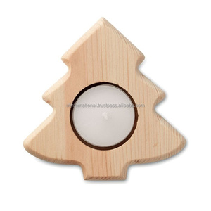 Portavelas de madera tamaño edium, soporte de forma redonda y color madera natural, producto más vendido y hecho a mano - Product Image 4