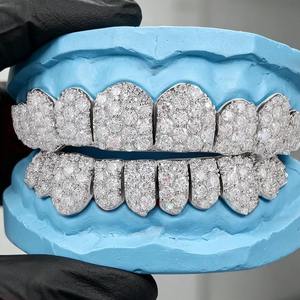 Grillz de luxe en moissanite de qualité supérieure, bijoux hip-hop, accessoire dentaire de mode à taille brillant ronde pour hommes et femmes - Product Image 6