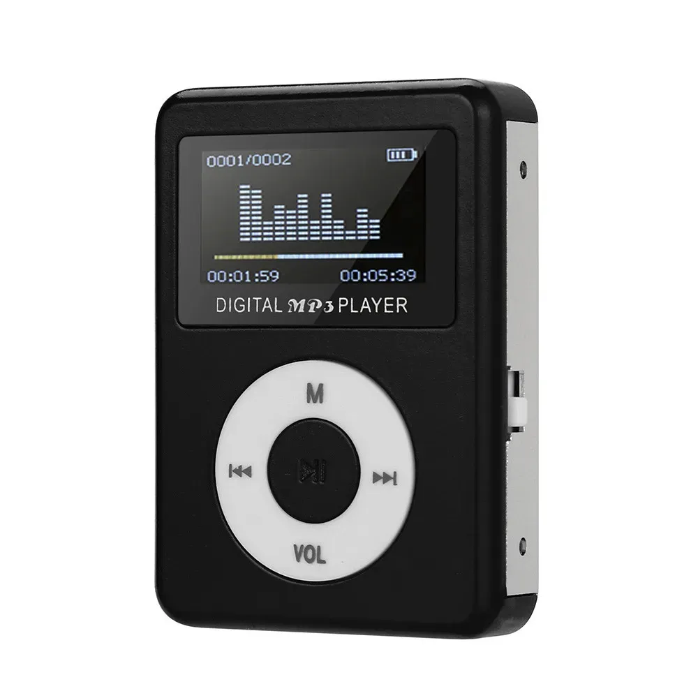 Reproductor de Audio Mp3 pequeño de aluminio, reproductor multimedia con pantalla Digital, ranura para tarjeta de memoria, Mini reproductor de música, dispositivo de música ligero