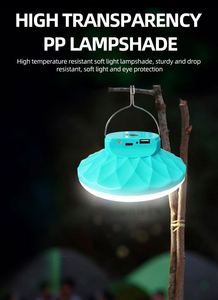 หลอดไฟ LED UFO แบบชาร์จไฟ DC พร้อมตะขอแขวนสำหรับตั้งแคมป์ ใช้กลางแจ้ง ตลาดนัดกลางคืน - Product Image 6