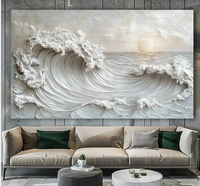 Toile peinte à la main, art texturé en relief 3D, paysage océanique, décoration murale pour salon, décoration minimaliste moderne pour la maison