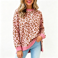 Pull en peau de mouton à manches longues pour femme, col rond, imprimé léopard et pois, collection automne 2026, qualité supérieure, personnalisable (ODM)