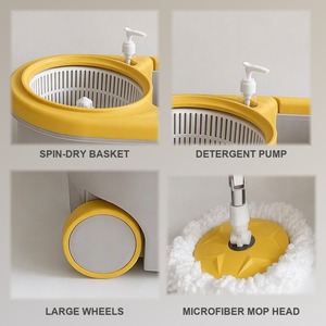 Set Mop con Dispenser Sapone e Separazione Acqua Pulita/Sporca, Palo Telescopico in Acciaio Inox su Ruote, Alta Capacità 2 - Product Image 3