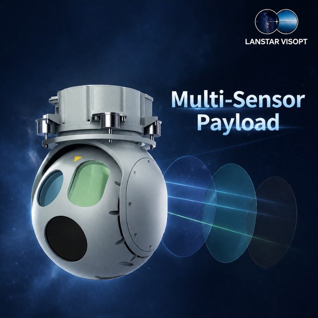 Airborne Multi-Sensor Gimbal Payload for UAV, Cooled MWIR 640 Infrared Camera, 1080P Visible Lens & Eye-Safe Laser Rangefinder