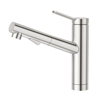 Robinet de cuisine monocommande CUPC avec douchette extractible, en acier inoxydable, à poser sur comptoir, avec cartouche céramique, eau chaude/froide