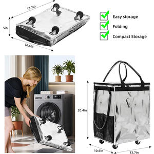 पहियों पर हल्के विशाल क्षमता पुनः प्रयोज्य किराने का बैग फोल्डेबल रोलिंग टोटे पीपी शॉपिंग ट्रॉली - Product Image 2