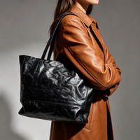 Sac fourre-tout en cuir de vachette pleine fleur véritable, grande capacité, style vintage, pour femmes, OEM ODM