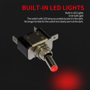 Interruttore a Levetta per Auto da Corsa e Aerei SPST a 3 Pin ON/OFF da 12 Volt 20A per Uso Intensivo con Illuminazione a LED e Protezione di Sicurezza per Auto e Camion - Product Image 5