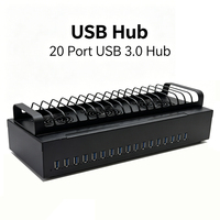 Châssis d'équipement USB OTG 20 ports avec support de ventilateur de refroidissement et station de charge pour ferme de téléphones, synchronisation multi-appareils, noir JYWD