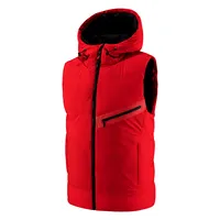 Chaleco deportivo de poliéster con capucha para hombre, chaleco rojo ligero y cálido para el trabajo, estilo de invierno