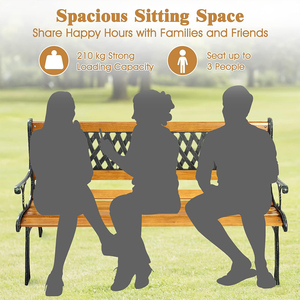 Banco de Pátio de 50'', Móvel Externo com Estrutura de Ferro Fundido e Madeira, Sofá de Varanda, Cadeira de Caminho à Prova de Intempéries - Product Image 4