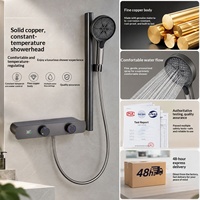 Ensemble de douche en cuivre massif avec affichage numérique, douchette à double bouton, jet pluie, robinets chaud/froid, montage mural pour salle de bain