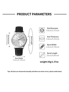 Reloj de Pulsera TOMI T088 para Hombre, Diseño de <span class=keywords><strong>Dos</strong></span> Agujas, Estilo Casual <span class=keywords><strong>y</strong></span> Minimalista, Reloj de Cuarzo con Correa de Cuero, Caja para Reloj - Product Image 2
