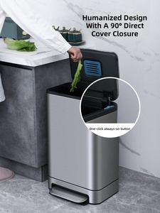Cubo de Basura ELPHECO para Cocina, Acero Inoxidable, Modelo con Pedal, para Sala de Estar u Oficina, con Tapa, Gran Capacidad, Tamaño Grande - Product Image 2