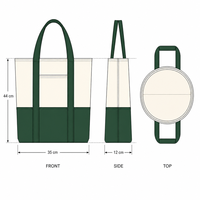 Sac fourre-tout en toile de coton bicolore avec logo personnalisé, poche avant, grande capacité, réutilisable, sac à bandoulière pour femme, vente en gros
