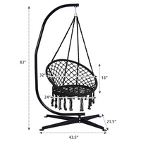 Meilleure vente de chaise balançoire suspendue en macramé noir sûre et portable pour enfants et adultes pour une utilisation intérieure et extérieure dans le salon