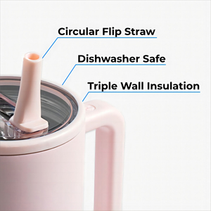 Fayren <b>Tumbler</b> <b>with</b> <b>Straw</b> Lid Leakproof Travel Mug Thermal Mug Vacuum Insulated Coffee Mug <b>with</b> <b>Handle</b> - Product Image 4