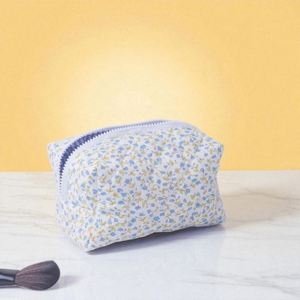 Floral Quilted Puffy Large Custom Printed Eco-Friendly Recyclable Makeup Bag Travel Cosmetic Organizer Durable Zipper <b>Storage</b> - Product Image 2
