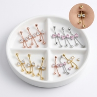 Xinfocus Anneaux de nombril tendance avec nœud pendante en acier inoxydable, bijoux de corps, barre de nombril, bijoux de corps à la mode pour femmes et hommes