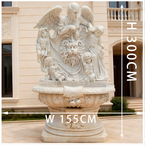 कस्टम सफेद संगमरमर यूरोपीय शैली परी चेरी, पौराणिक जानवर, और शेर सिर मूर्तिकला के लिए शेर सिर मूर्तिकला फव्वारा - Product Image 3