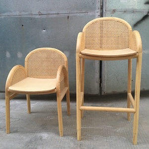 เก้าอี้บาร์ทรงสูงทำจากไม้หวายสานสไตล์นอร์ดิกกรอบไม้แอชวู้ดขนาดกลางคุณภาพสูงสำหรับใช้รับประทานอาหาร - Product Image 2