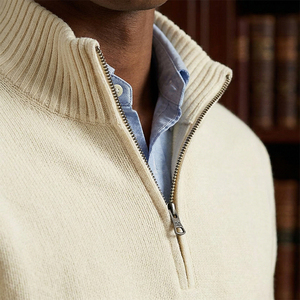 Pull en tricot rayé à col zippé pour homme de qualité supérieure |   Esthétique Old Money |   100% Coton de Qualité |   Logo personnalisé OEM/ODM Faible MOQ - Product Image 6