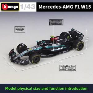 Modèle de voiture de course Formule 1 en alliage moulé sous pression à l'échelle 1:43, style F1, véhicule de simulation, jouet de collection saison 2024 - Product Image 2