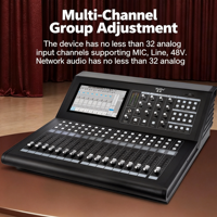 Mezclador Digital de 24 Canales DM-X24/X32, Consola de Audio Profesional, Mezclador con Pantalla Táctil de 10 Pulgadas, Control por iPad y WiFi, Mezclador para DJ de Escenario